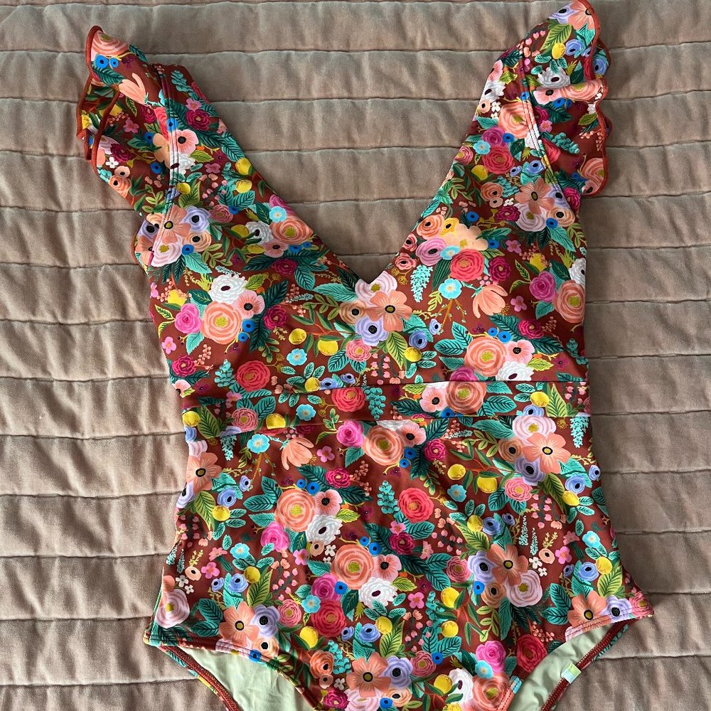 The Ruffle Back Flip - Garden Party in Rust swimsuit from Summersalt